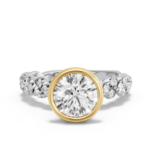Image for Round Classic Bezel Ring with Twist Pave band