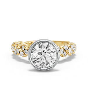 Image for Round Classic Bezel Ring with Twist Pave band
