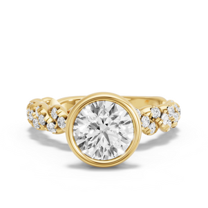 Image for Round Classic Bezel Ring with Twist Pave band
