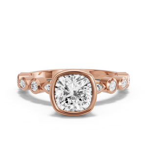Image for Cushion Classic Bezel Ring with Alternating Marquise band