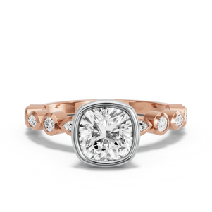 Image for Square Cushion Classic Bezel Ring with Alternating Marquise band