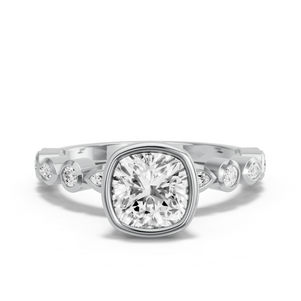 Image for Square Cushion Classic Bezel Ring with Alternating Marquise band