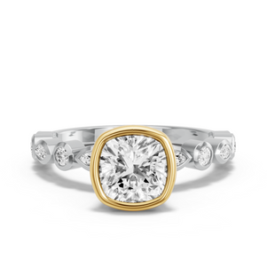 Image for Square Cushion Classic Bezel Ring with Alternating Marquise band
