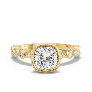 Image for Square Cushion Classic Bezel Ring with Alternating Marquise band