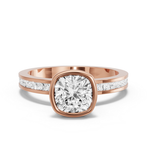 Image for Square Cushion Classic Bezel Ring with Channel band