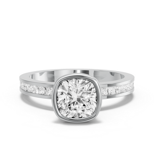 Image for Square Cushion Classic Bezel Ring with Channel band