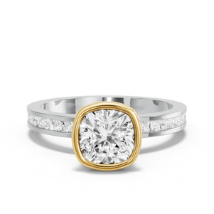 Image for Square Cushion Classic Bezel Ring with Channel band