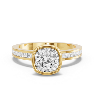 Image for Square Cushion Classic Bezel Ring with Channel band