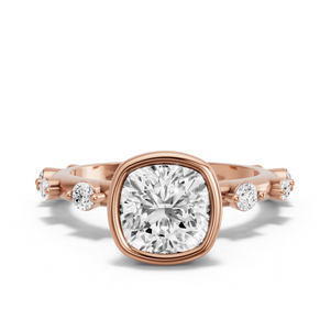 Image for Square Cushion Classic Bezel Ring with Floating Station band