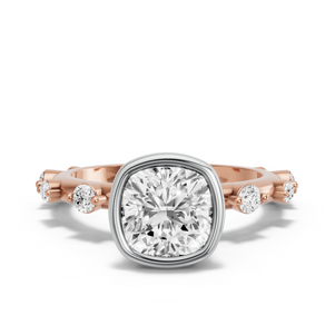 Image for Square Cushion Classic Bezel Ring with Floating Station band