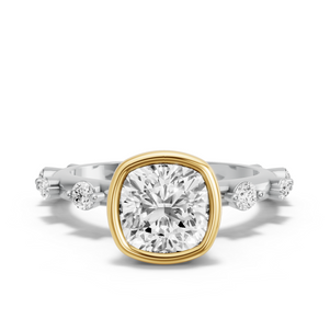 Image for Square Cushion Classic Bezel Ring with Floating Station band