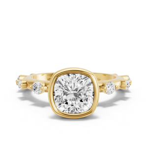 Image for Square Cushion Classic Bezel Ring with Floating Station band