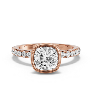 Image for Cushion Classic Bezel Ring with French Pave band