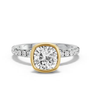 Image for Cushion Classic Bezel Ring with French Pave band