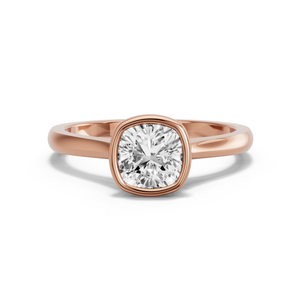Image for Square Cushion Classic Bezel Ring with Knife Edge Cathedral band