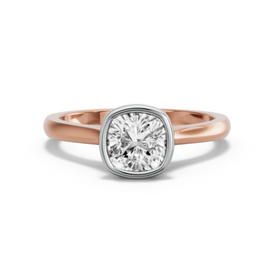 Image for Square Cushion Classic Bezel Ring with Knife Edge Cathedral band