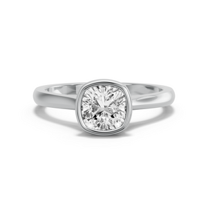Image for Square Cushion Classic Bezel Ring with Knife Edge Cathedral band