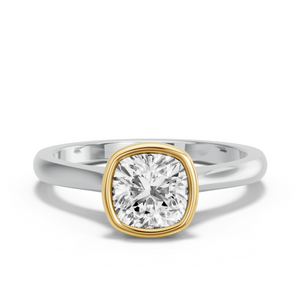 Image for Cushion Classic Bezel Ring with Knife Edge Cathedral band