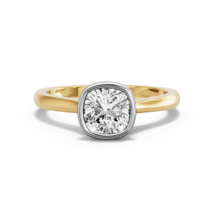 Image for Square Cushion Classic Bezel Ring with Knife Edge Cathedral band