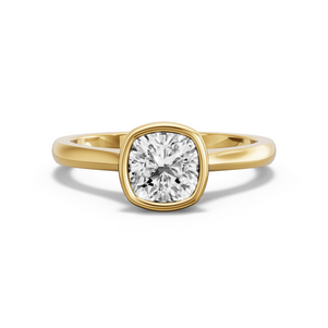 Image for Square Cushion Classic Bezel Ring with Knife Edge Cathedral band in 18K Yellow Gold