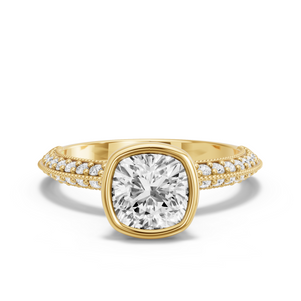 Image for Cushion Classic Bezel Ring with Knife Edge Pave band