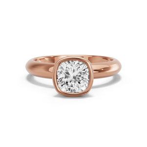 Image for Square Cushion Classic Bezel Ring with Knife Edge Solitaire band