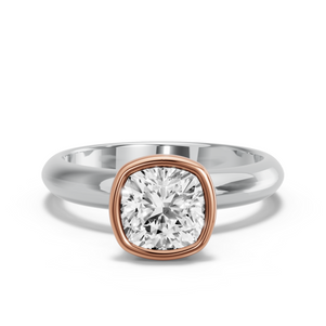 Image for Square Cushion Classic Bezel Ring with Knife Edge Solitaire band