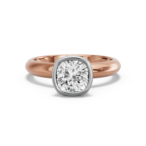 Image for Square Cushion Classic Bezel Ring with Knife Edge Solitaire band