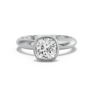 Image for Square Cushion Classic Bezel Ring with Knife Edge Solitaire band
