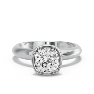 Image for Square Cushion Classic Bezel Ring with Knife Edge Solitaire band