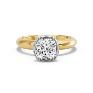 Image for Square Cushion Classic Bezel Ring with Knife Edge Solitaire band