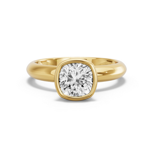 Image for Square Cushion Classic Bezel Ring with Knife Edge Solitaire band