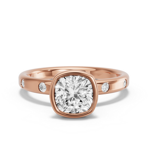 Image for Cushion Classic Bezel Ring with Sleek Accent band