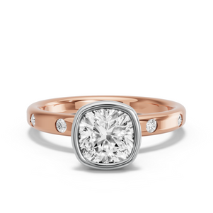 Image for Square Cushion Classic Bezel Ring with Sleek Accent band
