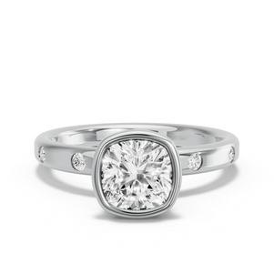 Image for Square Cushion Classic Bezel Ring with Sleek Accent band