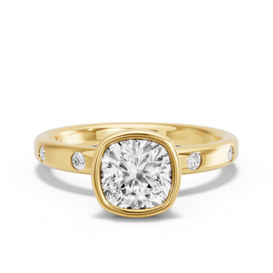 Image for Square Cushion Classic Bezel Ring with Sleek Accent band