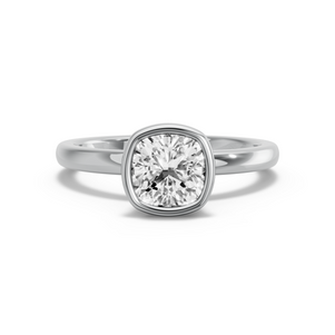 Image for Square Cushion Classic Bezel Ring with Solitaire band in 950 Platinum