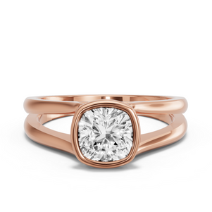 Image for Cushion Classic Bezel Ring with Split Ring Solitaire band