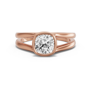 Image for Square Cushion Classic Bezel Ring with Split Ring Solitaire band