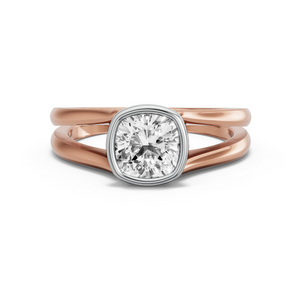 Image for Square Cushion Classic Bezel Ring with Split Ring Solitaire band