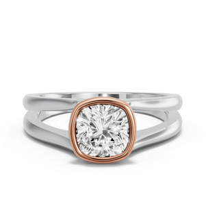 Image for Cushion Classic Bezel Ring with Split Ring Solitaire band