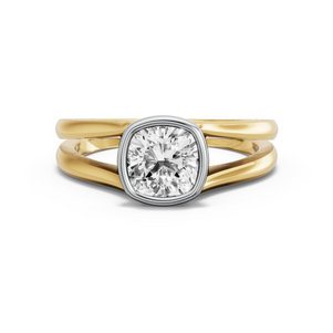 Image for Square Cushion Classic Bezel Ring with Split Ring Solitaire band
