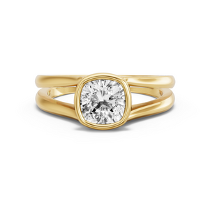Image for Square Cushion Classic Bezel Ring with Split Ring Solitaire band