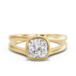 Image for Cushion Classic Bezel Ring with Split Ring Solitaire band