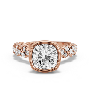 Image for Square Cushion Classic Bezel Ring with Twist Pave band