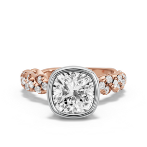 Image for Square Cushion Classic Bezel Ring with Twist Pave band
