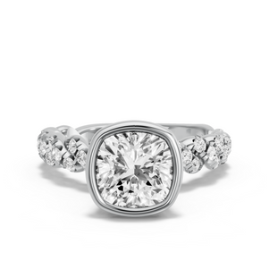Image for Square Cushion Classic Bezel Ring with Twist Pave band