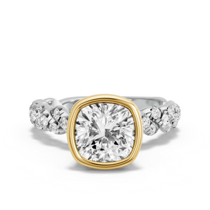 Image for Square Cushion Classic Bezel Ring with Twist Pave band