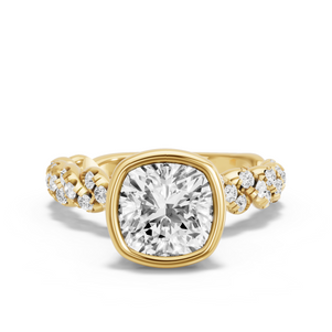 Image for Square Cushion Classic Bezel Ring with Twist Pave band