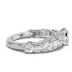 Image for Asscher Diamond Tulip Ring with Alternating Baguette band